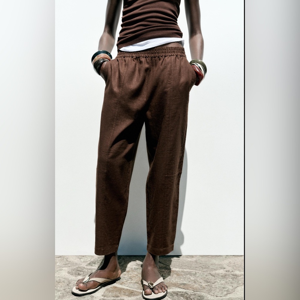 Zara Women's Linen Blend Balloon Trousers - M